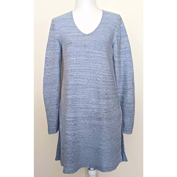 J Jill Pure Jill Long Knit Tunic Top Blue Cotton Linen Sz M - Picture 4 of 8